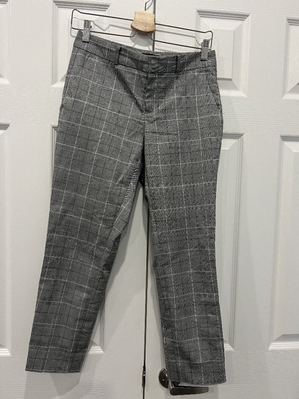 Gray Plaid Slim Fit Tailored Trousers